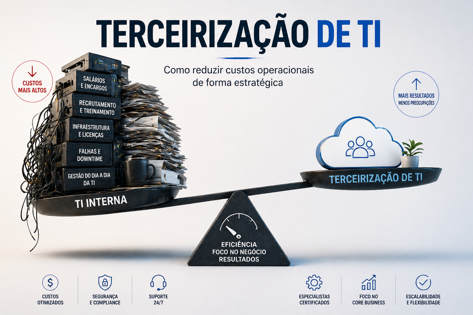 Terceirização de TI: como reduzir custos operacionais de forma estratégica — comparativo entre TI interna e terceirização